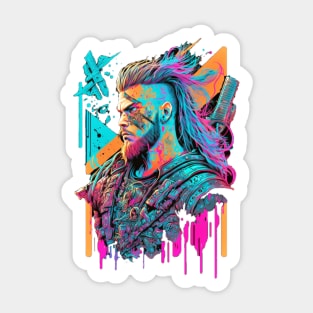 Neon Cyberpunk Viking - V1.12 Sticker